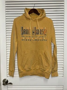 Iron Horse Motorcycle Lodge Hoodie in Gold with Southwestern Design